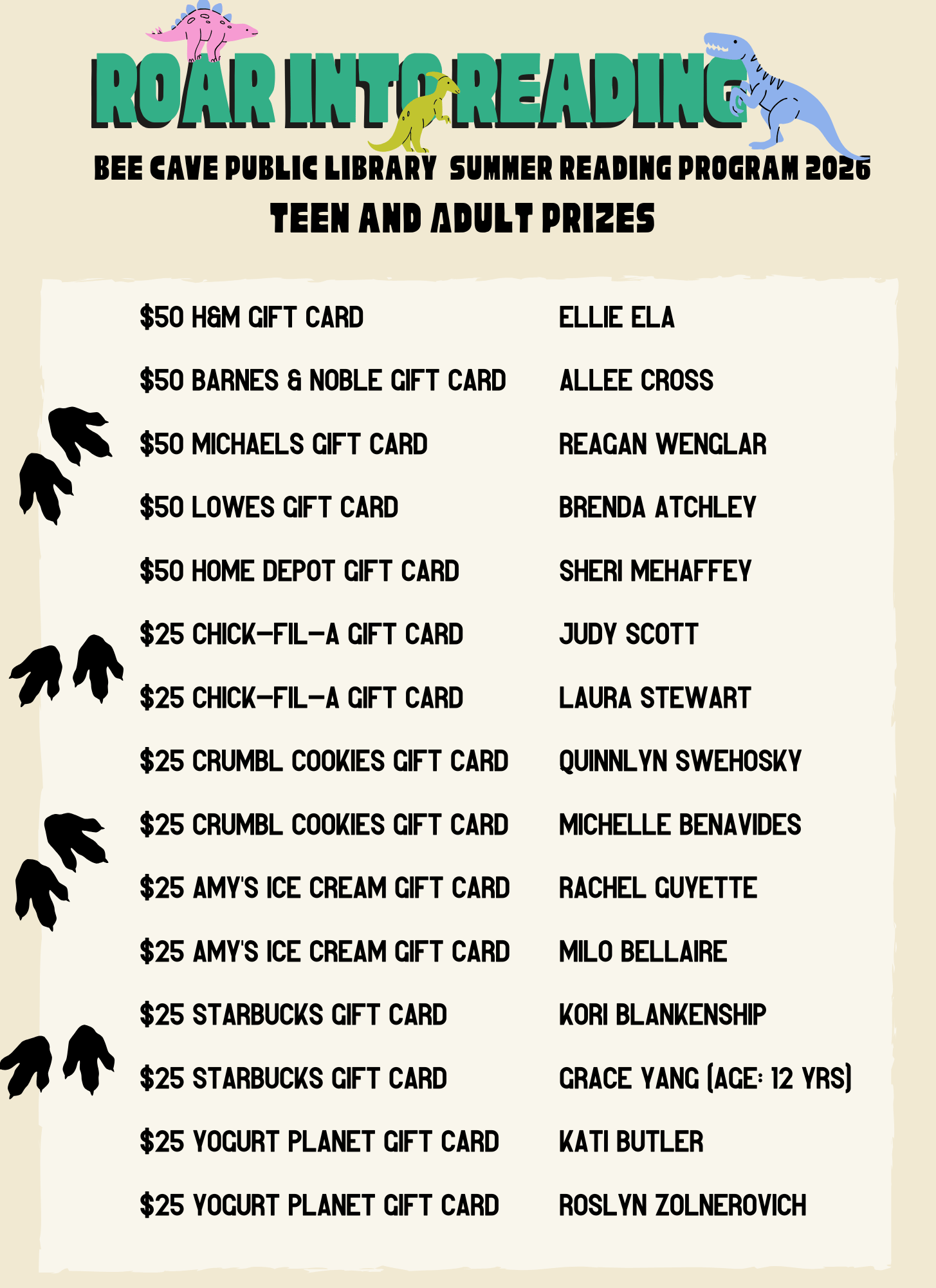 Teen and Adult Winners 2026